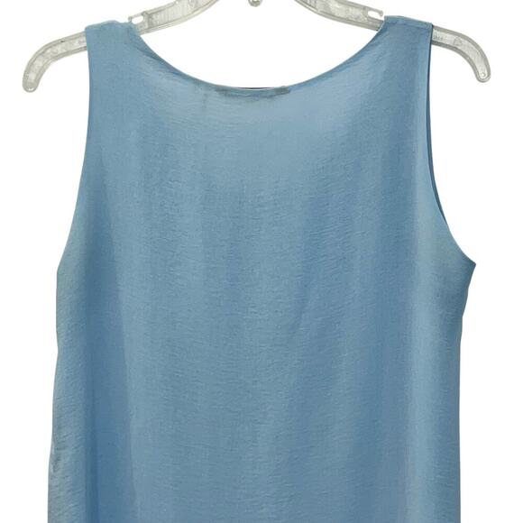 Soft Surroundings Sheer Overlay Dress Light Blue Asymmetrical Hem Sleeveless Sm - Picture 4 of 7